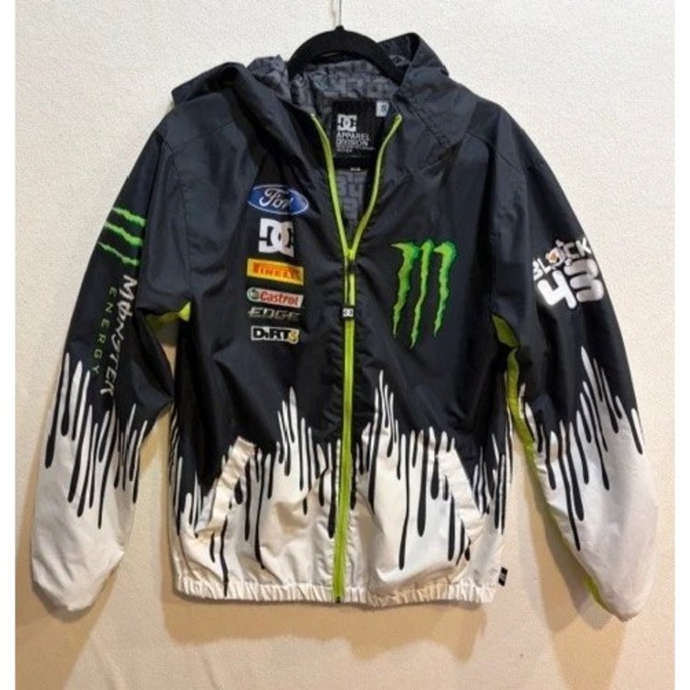DC Shoes Jacket Mens S Black Monster Energy Ken Block 43 Racing Windbreaker Drip
